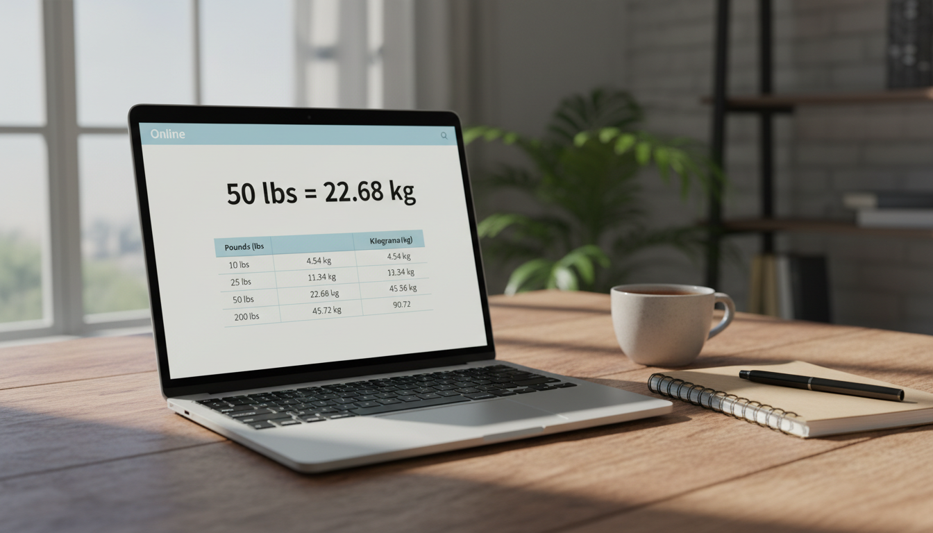 convertissez facilement 50 lbs en kg avec notre convertisseur en ligne précis, accompagné d'un tableau détaillé pour toutes vos conversions de poids.