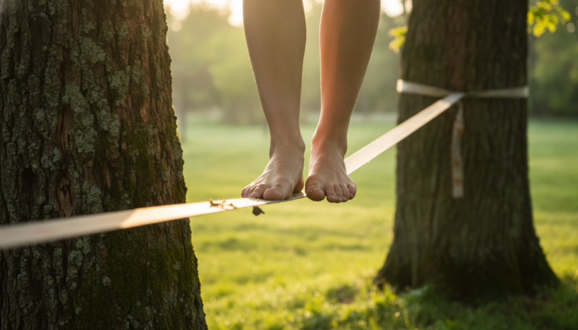 découvrez l'évolution du slackline, passant d'une simple sangle tendue entre deux arbres à l'art audacieux et spectaculaire de la highline, une discipline alliant équilibre et performance en hauteur.