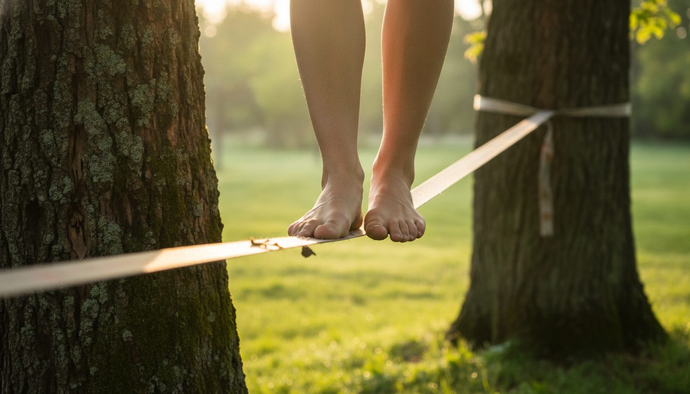 découvrez l'évolution du slackline, passant d'une simple sangle tendue entre deux arbres à l'art audacieux et spectaculaire de la highline, une discipline alliant équilibre et performance en hauteur.